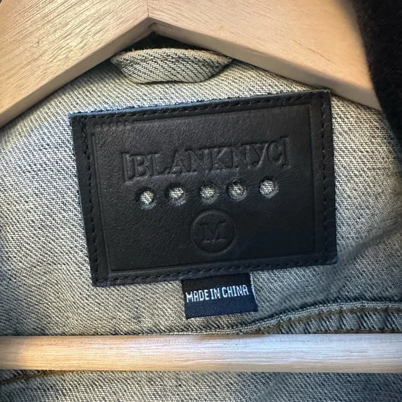 Blank NYC Blue and Black Jean Jacket with Modern Twist - Picture 5 of 8